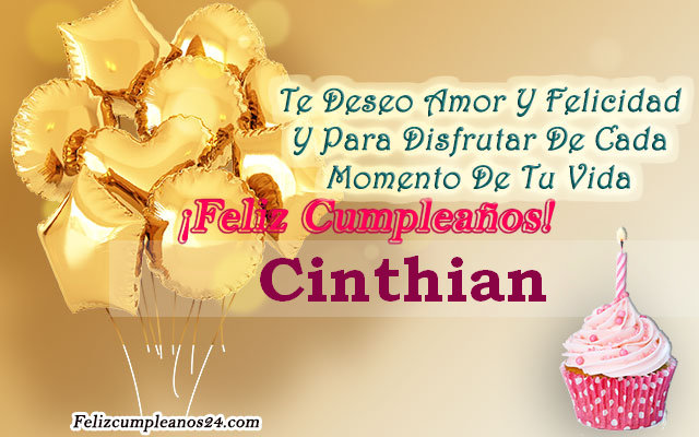 Tarjetas para desear feliz cumpleaños Cinthian - Feliz Cumpleaños Cinthian. Tarjetas De Felicitaciones E Imágenes