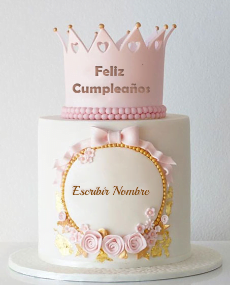 cake B2 - Agregar Nombre En Pastel De Cumpleaños Con Corona