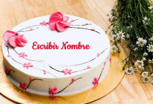 cake B13 220x150 - Escribir Nombre En Feliz Cumpleaños Extrafino Flores Torta
