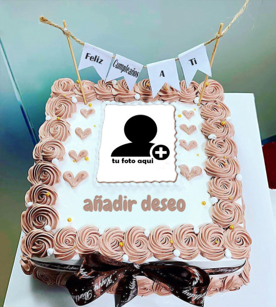 torta texto 16 - Precioso Pastel De Cumpleaños Con Nombres Y Marco De Fotos