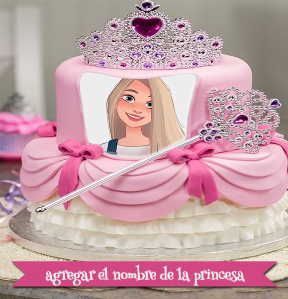 torta texto 18 - Pastel De Cumpleaños De Princesa Con Nombre Y Edición De Fotos