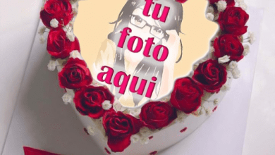 torta texto 19 390x220 - Los Mejores Pasteles De Corazón Con Rosas Con Nombre Y Marco De Fotos