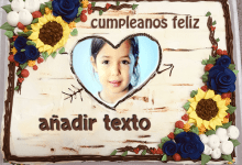 torta texto 21 220x150 - Tortas De Cumpleaños De Girasol Con Nombre Y Marco De Fotos