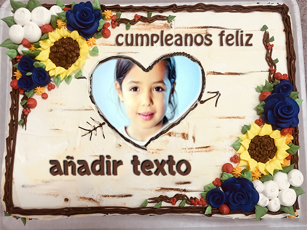 torta texto 21 - Tortas De Cumpleaños De Girasol Con Nombre Y Marco De Fotos