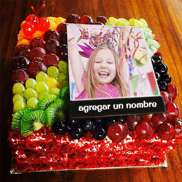 torta texto 24 - Deseos De Cumpleaños Pastel De Frutas Con Nombre De Amigo Y Foto
