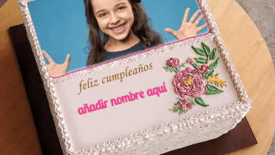 torta texto 29 390x220 - agregue el nombre y la foto en el pastel de cumpleaños floral cuadrado