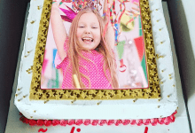 torta texto 31 220x150 - Hermosa torta de cumpleaños con nombre y foto