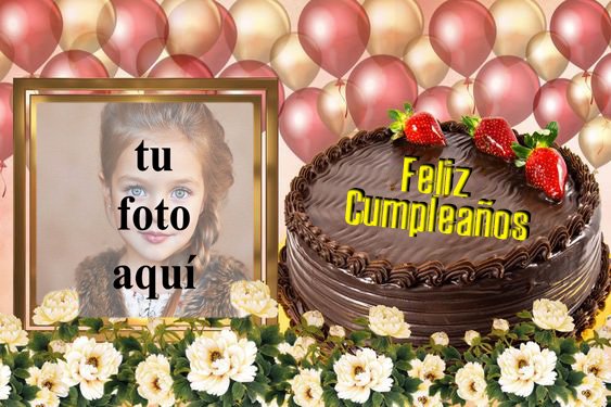 Marco Feliz Cumpleanos con globos y pastel - Marco Feliz Cumpleaños con globos y pastel