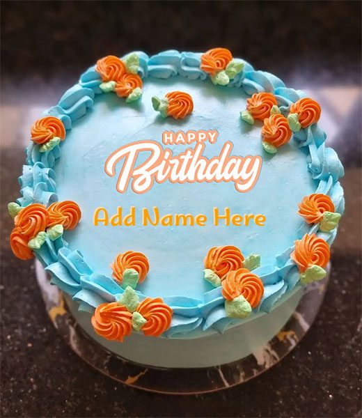 Online Free birthday Cake with name - Paste de Cumpleaños con Flores de Naranja y Nombre