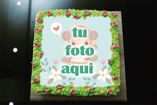 pastel de cumpleanos con foto 104 - Crear Pastel De Cumpleaños De Jardín De Flores Con Foto