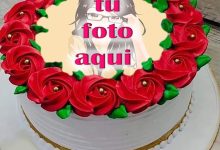 pastel de cumpleanos con foto 108 220x150 - Pastel De Cumpleaños De Rosas Románticas Con Foto Para Novia