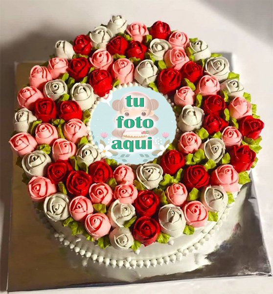 pastel de cumpleanos con foto 116 - Hermosa Y Elegante Flor Pastel De Cumpleaños Con Foto