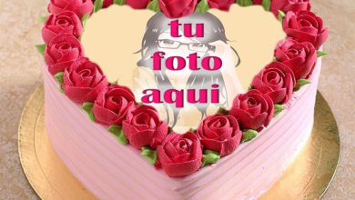 pastel de cumpleanos con foto 117 390x220 - El Mejor Pastel Romántico De Feliz Cumpleaños Con Rosa Con Foto