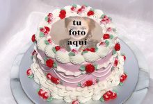 pastel de cumpleanos con foto 121 220x150 - Marcos De Fotos De Pastel De Rosas De Feliz Cumpleaños