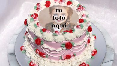 pastel de cumpleanos con foto 121 390x220 - Marcos De Fotos De Pastel De Rosas De Feliz Cumpleaños