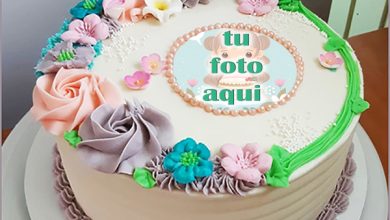 pastel de cumpleanos con foto 127 390x220 - Mejor Pastel De Cumpleaños De Flores Con Edición De Fotos