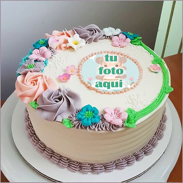 pastel de cumpleanos con foto 127 - Mejor Pastel De Cumpleaños De Flores Con Edición De Fotos