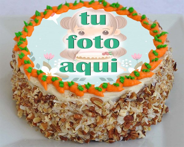pastel de cumpleanos con foto 130 - Encantador Pastel De Cumpleaños De Zanahoria Con Marco De Fotos Editar