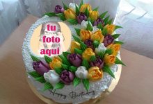pastel de cumpleanos con foto 136 220x150 - Precioso Pastel De Cumpleaños De Tulipán Para Mamá Con Fotos