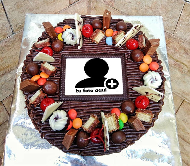 pastel de cumpleanos con foto 62 - Tarta De Cumpleaños De Chocolate Con Frutas Con Tu Foto