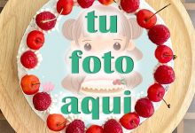 pastel de cumpleanos con foto 63 220x150 - Pastel De Cerezas De Frutas De Feliz Cumpleaños Con Tu Foto