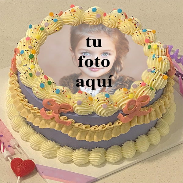 pastel de cumpleanos con foto 64 - Pastel De Caramelo Colorido De Cumpleaños Gratis Con Marcos De Fotos