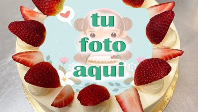 pastel de cumpleanos con foto 65 390x220 - Pastel De Cumpleaños Con Crema De Mantequilla Y Fresas Con Foto