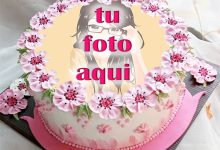 pastel de cumpleanos con foto 70 220x150 - Pastel De Cumpleaños De Flor De Cerezo Con Marcos De Fotos