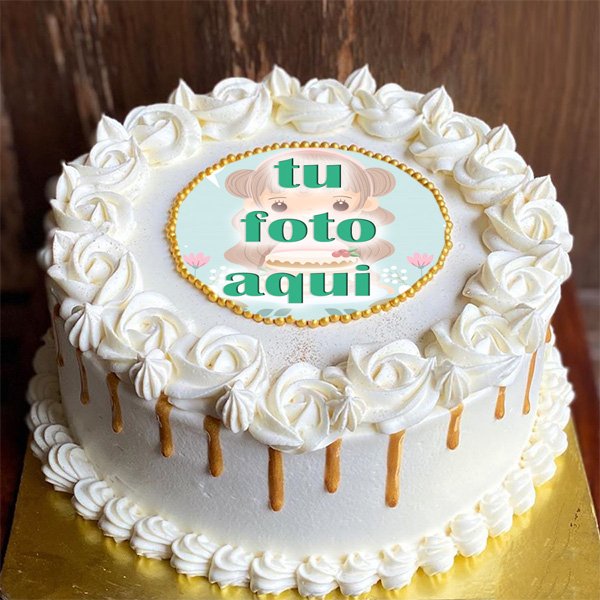 pastel de cumpleanos con foto 71 - Pastel De Crema De Mantequilla Blanca Con Edición De Fotos