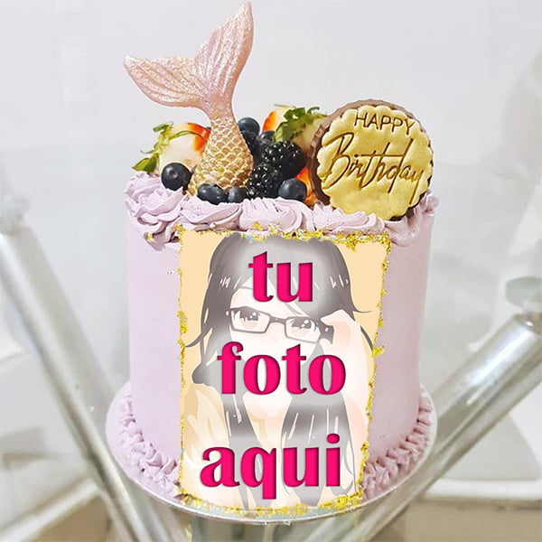 pastel de cumpleanos con foto 72 - Pastel De Cumpleaños Lindo Rosa Con Edición De Fotos