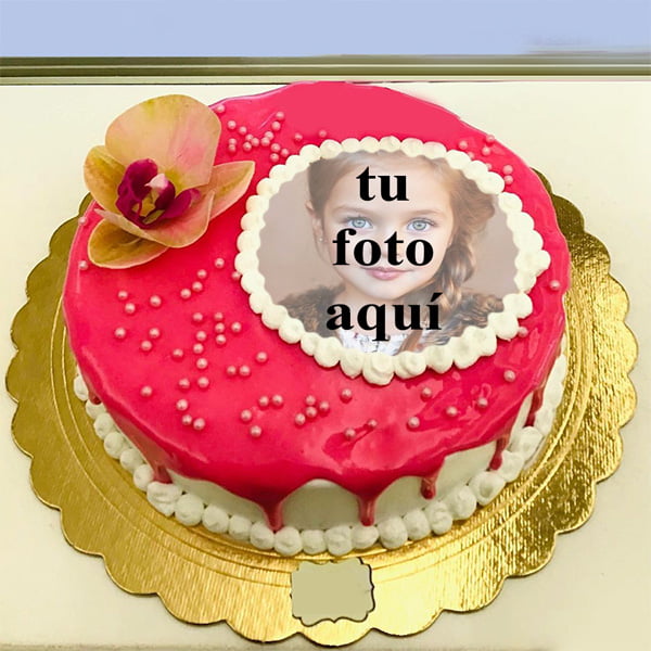 pastel de cumpleanos con foto 76 - Foto En Precioso Pastel De Cumpleaños Rojo
