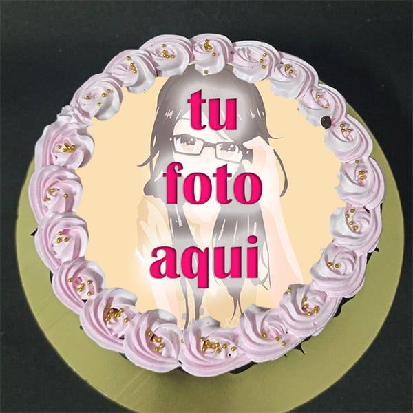 pastel de cumpleanos con foto 77 - Tarta De Cumpleaños De Crema De Mantequilla Rosa Con Marcos De Fotos
