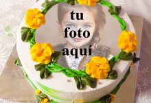 pastel de cumpleanos con foto 80 220x150 - Hermoso Pastel De Cumpleaños De Flor Amarilla Con Tu Foto
