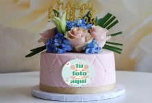 pastel de cumpleanos con foto 93 220x150 - Precioso Pastel De Deseos De Cumpleaños De Flores Rosadas Con Foto
