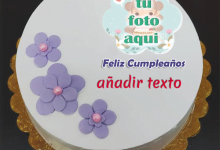 pastel de cumpleanos con texto 10 1 220x150 - Personalice y diseñe pastel de cumpleaños de flores felices con foto y nombre