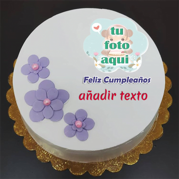 pastel de cumpleanos con texto 10 1 - Personalice y diseñe pastel de cumpleaños de flores felices con foto y nombre