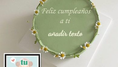 pastel de cumpleanos con texto 11 1 390x220 - Tarta Feliz Cumpleaños Verde Con Nombre Y Foto