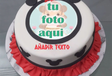 pastel de cumpleanos con texto 18 1 220x150 - Pastel de cumpleaños de Mickey de dibujos animados con foto y nombre