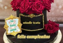 pastel de cumpleanos con texto 21 1 220x150 - Pastel de cumpleaños de rosas románticas con nombre y foto