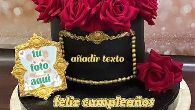 pastel de cumpleanos con texto 21 1 390x220 - Pastel de cumpleaños de rosas románticas con nombre y foto