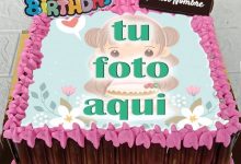 pastel de cumpleanos con texto 5 1 220x150 - Pastel De Cumpleaños De Chocolate Rosa Con Nombre Y Foto
