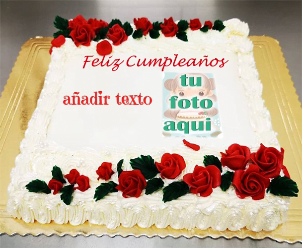 pastel de cumpleanos con texto 6 1 - Pastel de deseos de cumpleaños de rosa roja con nombre y foto