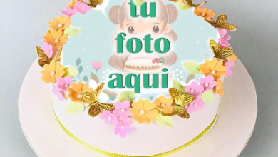 pastel de cumpleanos con texto 7 1 390x220 - Pastel de cumpleaños floral encantador gratis con nombre y foto